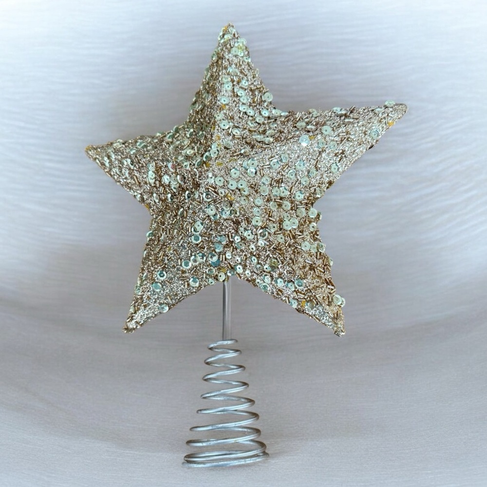 Gold Star Sequined Tree Topper